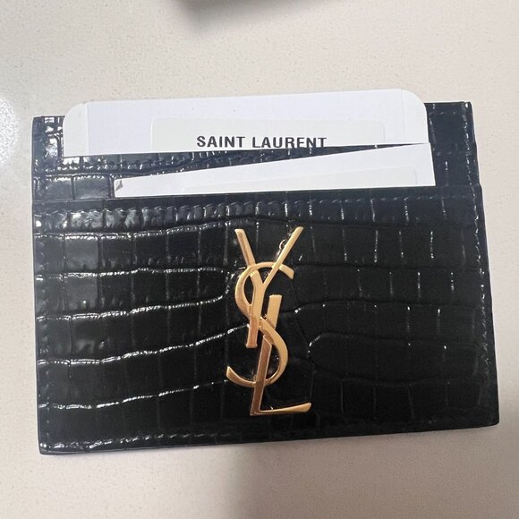 YSL Saint Laurent Cassandre Card Case - Croc Embossed Leather - BEAUTIFUL! - Picture 7 of 8